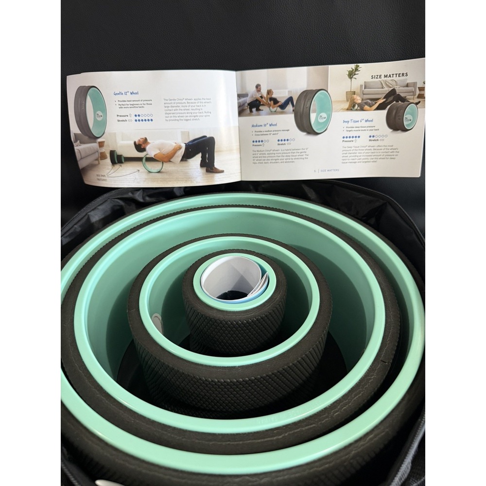 Chirp Wheel+ 4 Pack w Carry Bag Therapy Spine Yoga Roller - Mint Color